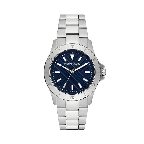 Michael Kors Everest Three-Hand Blue Dial Silver Steel Strap Watch For Men - MK9079