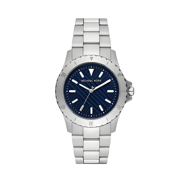 Michael Kors Everest Three-Hand Blue Dial Silver Steel Strap Watch For Men - MK9079