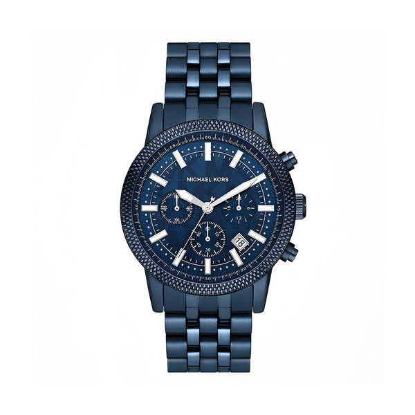 Michael Kors Hutton Chronograph Blue Dial Blue Steel Strap Watch For Men - MK9088