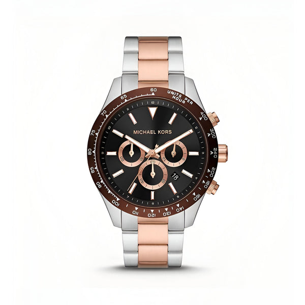 Michael Kors Layton Chronograph Black Dial Two Tone Steel Strap Watch For Men - MK8913