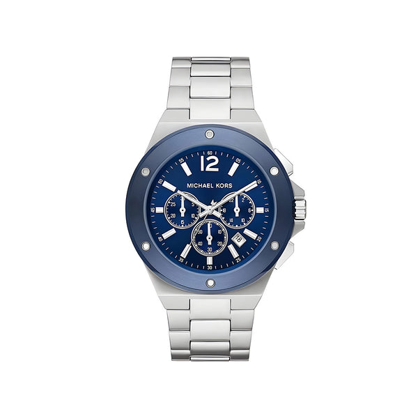 Michael Kors Lennox Chronograph Blue Dial Silver Steel Strap Watch For Men - MK8938