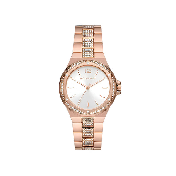 Michael Kors Lennox Three-Hand Silver Dial Rose Gold Steel Strap Watch For Women - MK7362