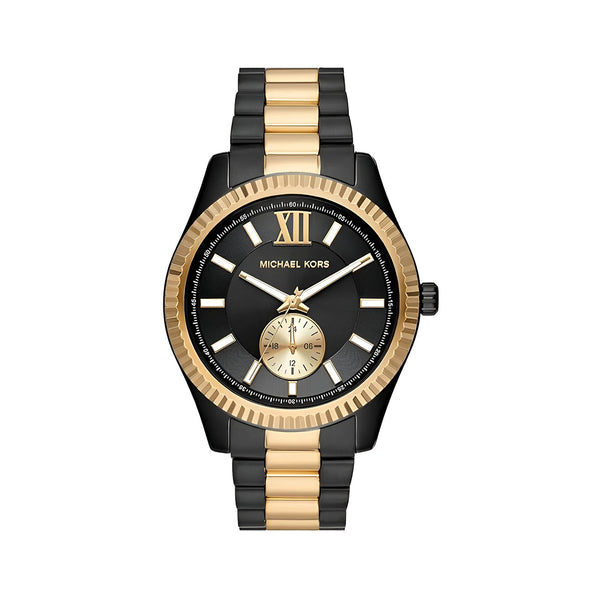 Michael Kors Lexington Quartz Black Dial Two Tone Steel Strap Watch For Men - MK8948