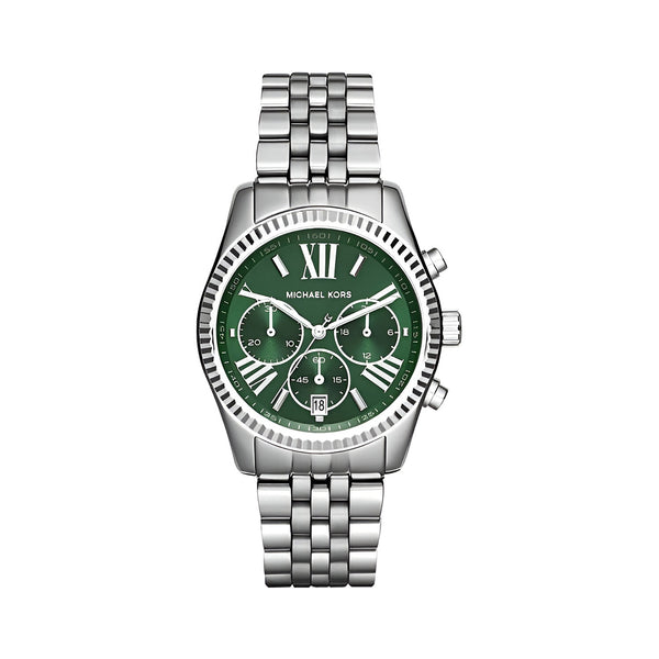 Michael Kors Lexington Quartz Green Dial Silver Steel Strap Watch For Women - MK6222