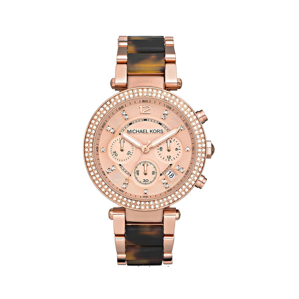 Michael Kors Parker Rose Gold Dial Two Tone Steel Strap Watch for Women - MK5538