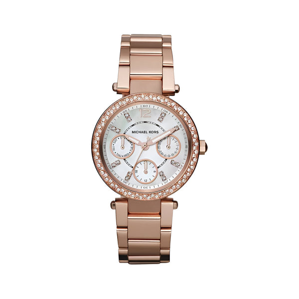 Michael Kors Parker White Dial Rose Gold Steel Strap Watch for Women - MK5616