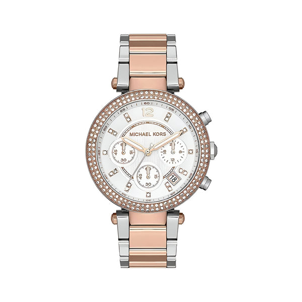 Michael Kors Parker White Dial Two Tone Steel Strap Watch for Women - MK5820