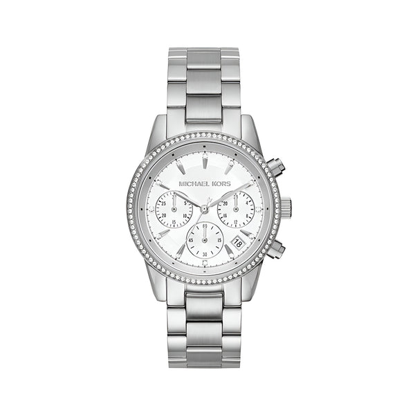Michael Kors Ritz Silver Dial Silver Steel Strap Watch for Women - MK6428