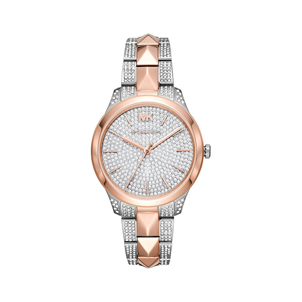 Michael Kors Runway Mercer Crystals Silver Dial Two Tone Steel Strap Watch For Women - MK6716