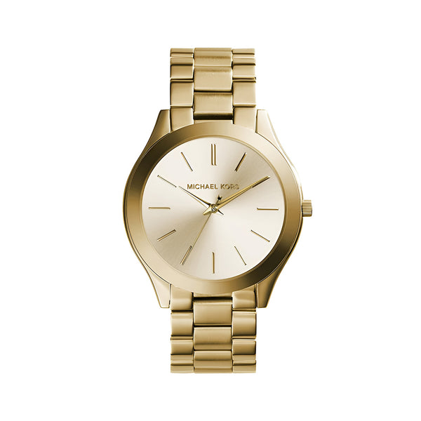 Michael Kors Slim Runway Gold Dial Gold Stainless Steel Strap Watch for Women - MK3179