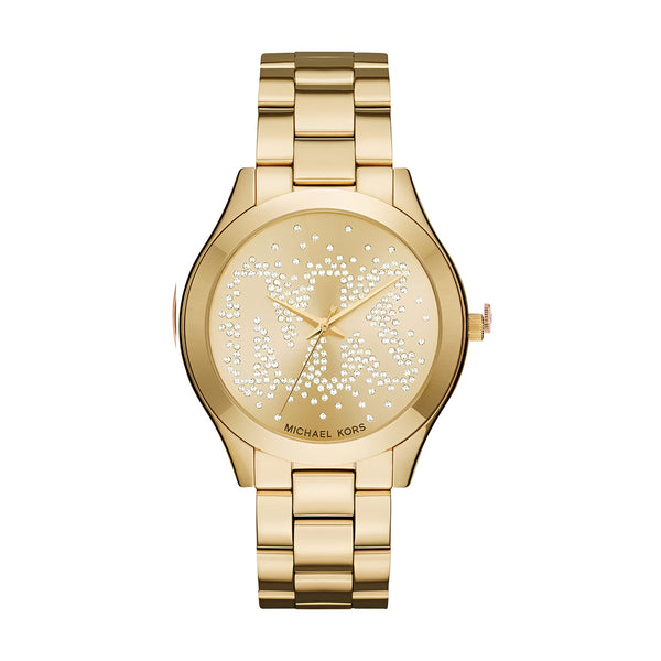 Michael Kors Slim Runway Gold Dial Gold Steel Strap Watch for Women - MK3590