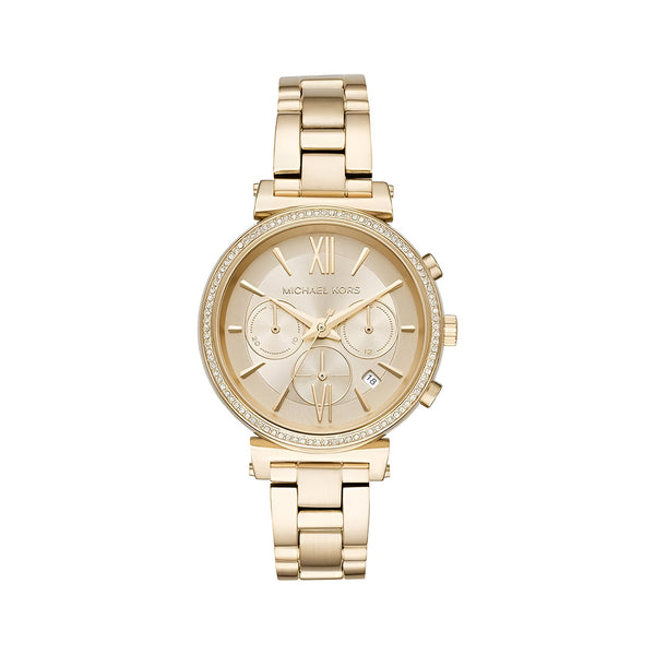 Michael Kors Sofie Chronograph Quartz Gold Dial Gold Steel Strap Watch For Women - MK6559