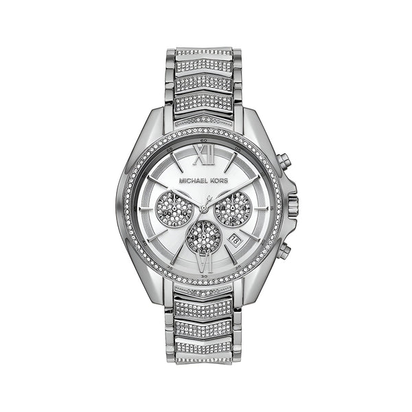 Michael Kors Whitney Chronograph Crystals Silver Dial Silver Steel Strap Watch For Women - MK6728