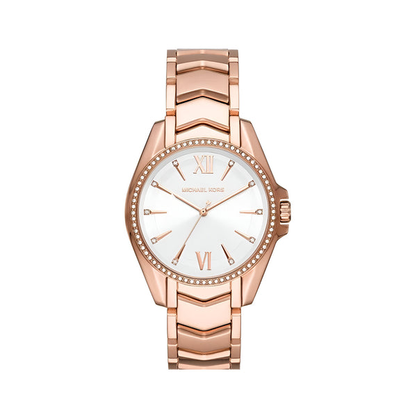 Michael Kors Whitney Quartz White Dial Rose Gold Steel Strap Watch For Women - MK6694