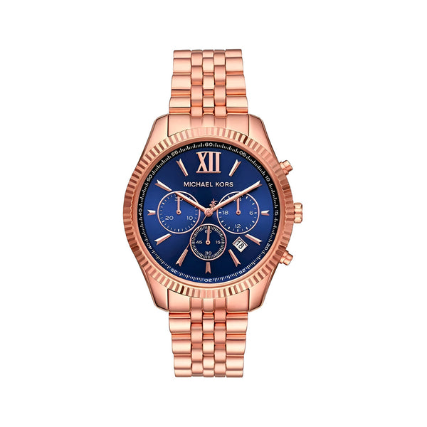 Michael Kors Women’s Quartz Rose Gold Stainless Steel Blue Dial 42mm Watch MK6710
