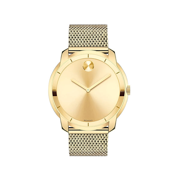 Movado Bold Gold Dial Gold Mesh Bracelet Watch For Men - 3600373