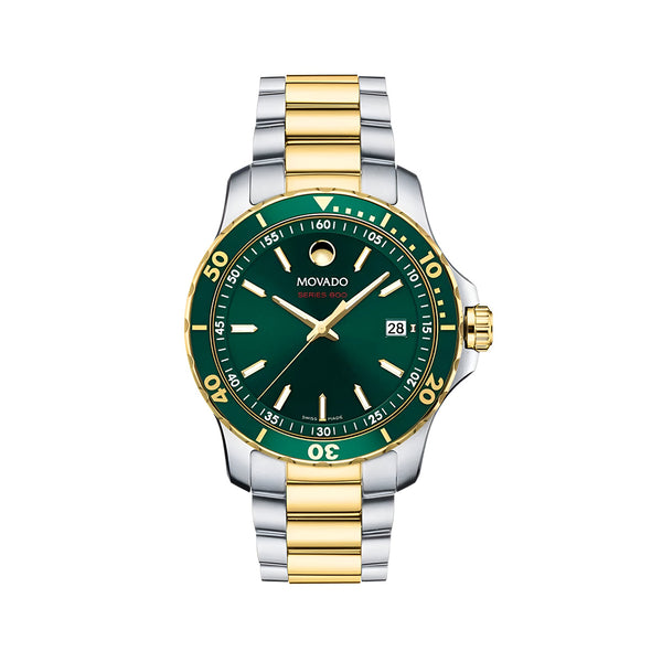 Movado Series 800 Green Dial Two Tone Steel Strap Watch for Men - 2600147