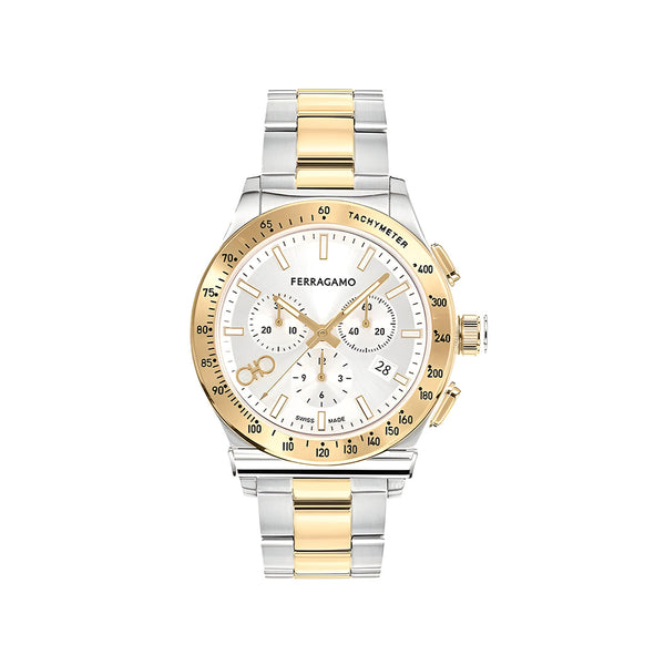 Salvatore Ferragamo 1927 Chrono Silver Dial Two Tone Steel Strap Watch for Men - SFKZ00523