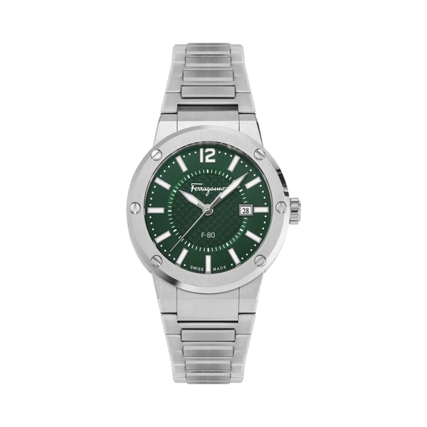 Salvatore Ferragamo Men’s Swiss Made Quartz Silver Stainless Steel Black Dial 44 mm Watch SFHY02924