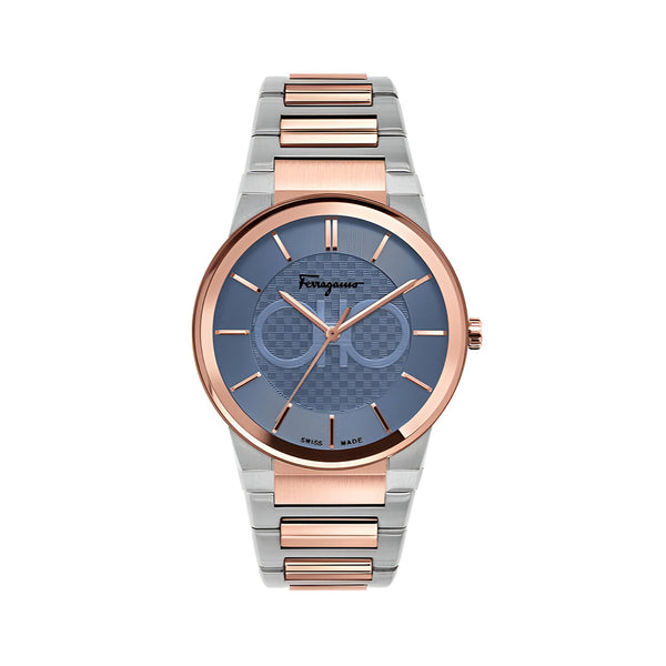 Salvatore Ferragamo Sapphire Blue Dial Two Tone Steel Strap Watch for Men - SFHP007-20