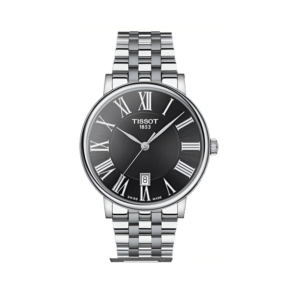 Tissot Carson Premium Black Dial Silver Steel Strap Watch For Men - T122.410.11.053.00