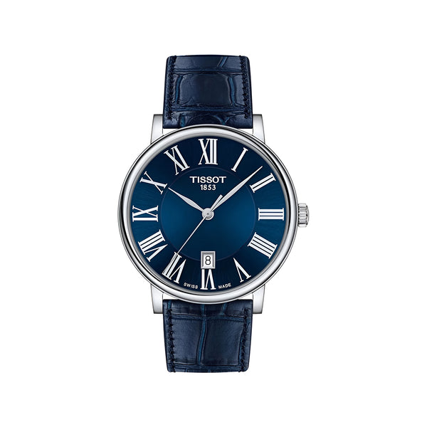 Tissot Carson Premium Blue Dial Blue Leather Strap Watch For Men - T122.410.16.043.00
