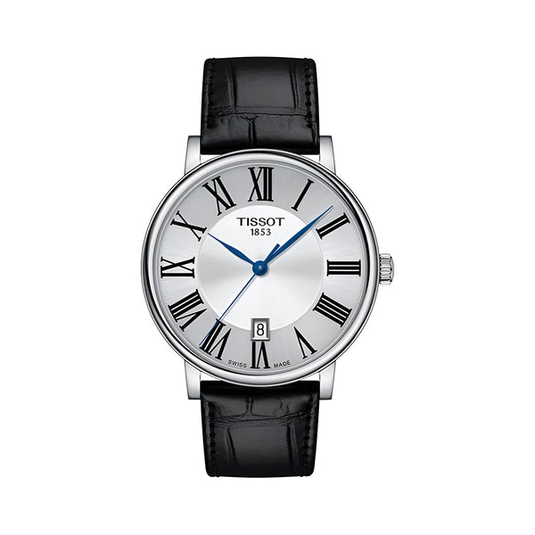Tissot Carson Premium Silver Dial Black Leather Strap Watch For Men - T122.410.16.033.00