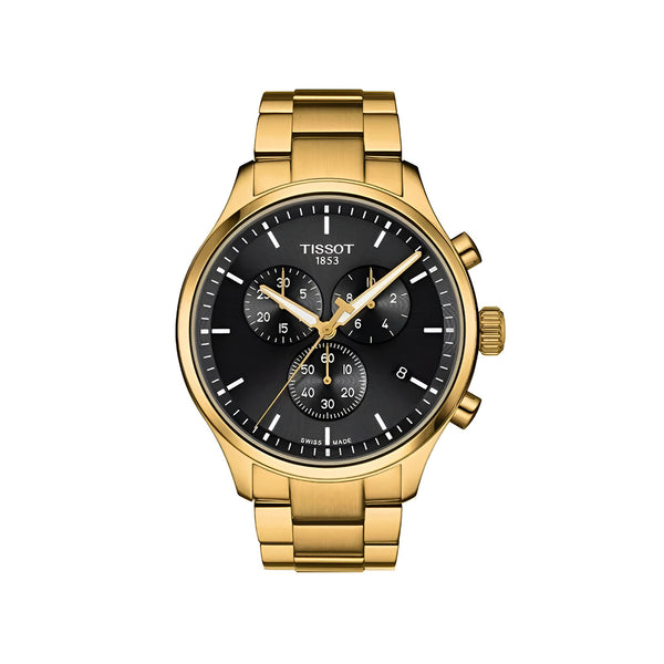 Tissot Chrono XL Classic Black Dial Gold Steel Strap Watch for Men - T116.617.33.051.00
