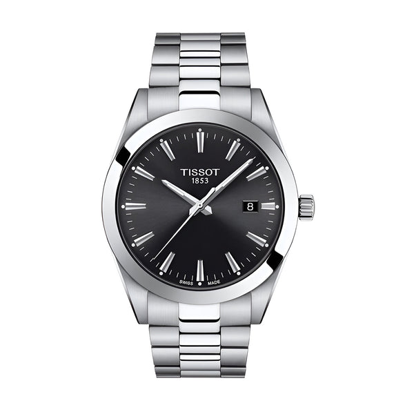 Tissot Gentleman Black Dial Silver Steel Strap Watch For Men - T127.410.11.051.00