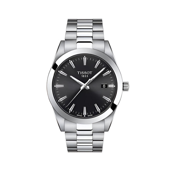 Tissot Gentleman Black Dial Silver Steel Strap Watch For Men - T127.410.11.051.00