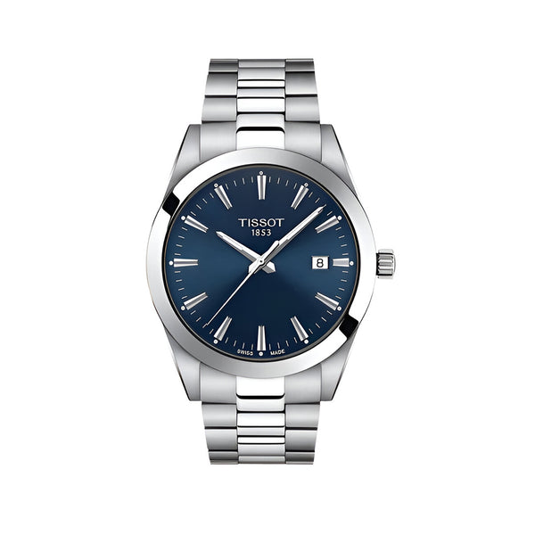 Tissot Gentleman Blue Dial Silver Steel Strap Watch For Men - T127.410.11.041.00