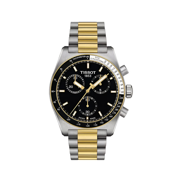 Tissot PR516 Chronograph Silver-Gold Chain with Black Dial Watch for Men-T149.417.22.051.00