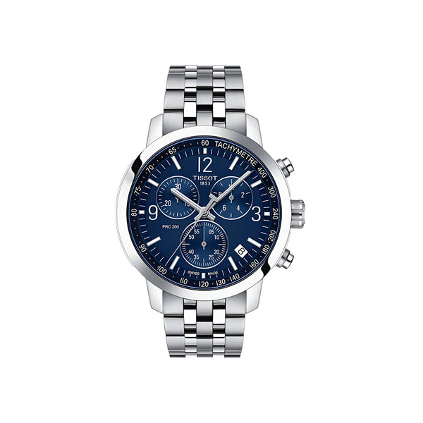 Tissot PRC 200 Chronograph Quartz Blue Dial Silver Steel Strap Watch For Men - T114.417.11.047.00