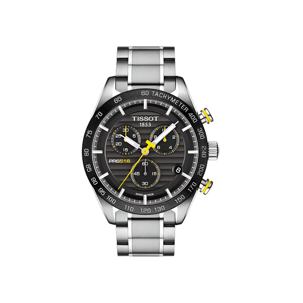 Tissot PRS 516 Chronograph Black Dial Silver Steel Strap Watch For Men - T100.417.11.051.00