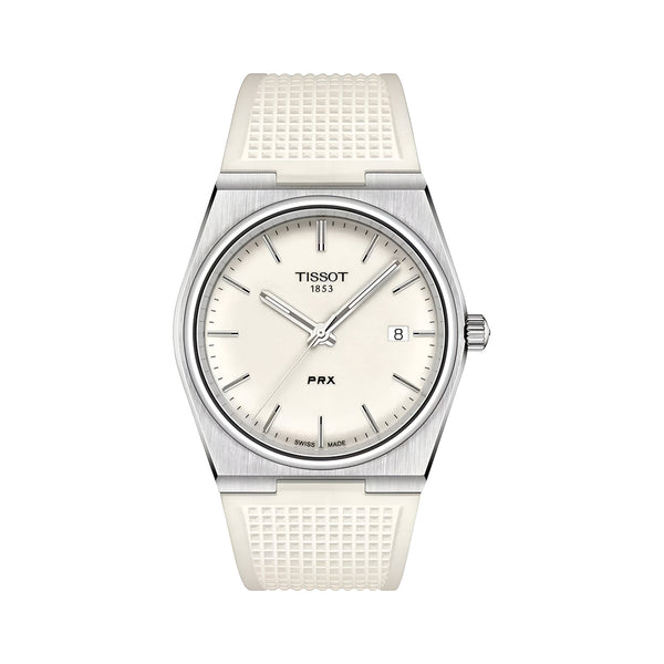 Tissot PRX 40 White Dial White Rubber Strap Watch For Men -  T137.410.17.011.00