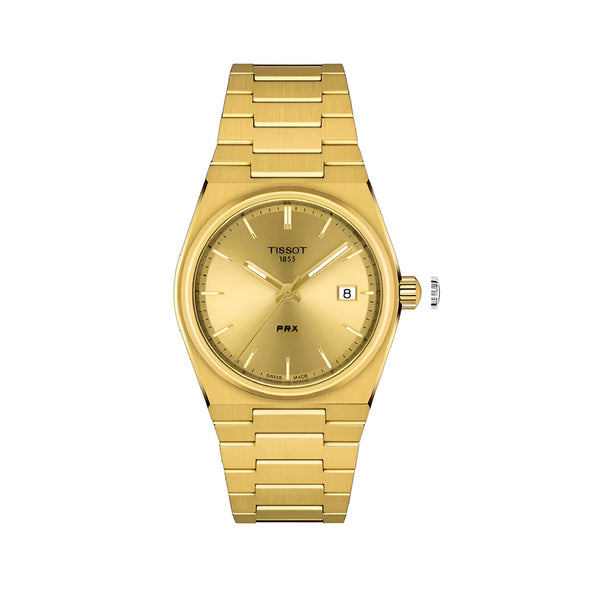 Tissot PRX Champagne Yellow Gold Dial Gold Steel Strap Watch for Men - T137.410.33.021.00