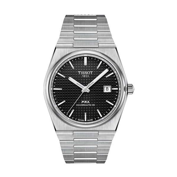 Tissot PRX Powermatic 80 Black Dial Silver Steel Strap Watch For Men - T137.407.11.051.00