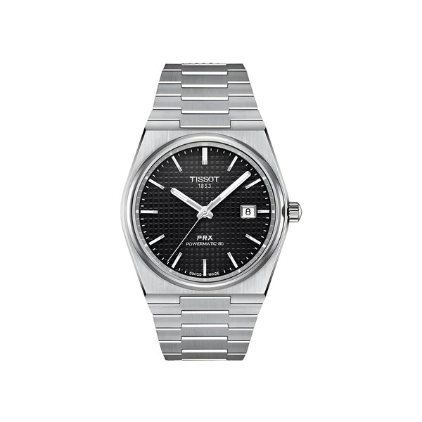 Tissot PRX Powermatic 80 Black Dial Silver Steel Strap Watch For Men - T137.407.11.051.00