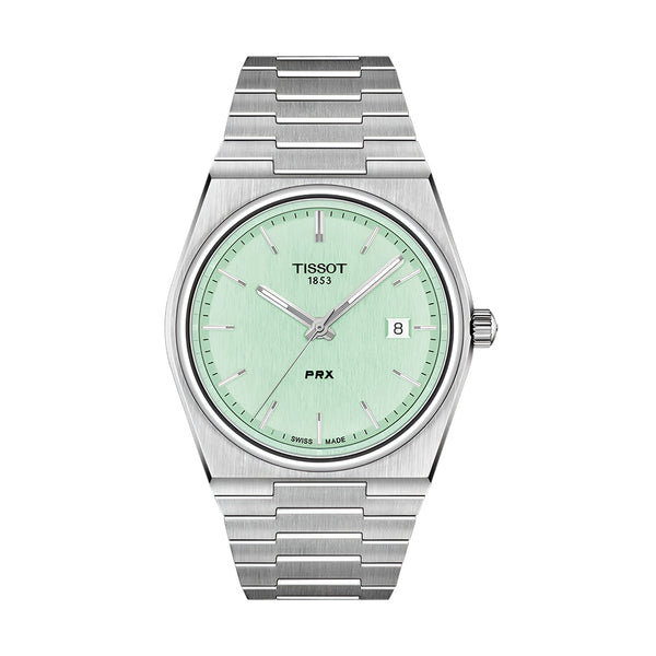Tissot PRX Quartz Light Green Dial Silver Steel Strap Watch for Men - T137.410.11.091.01