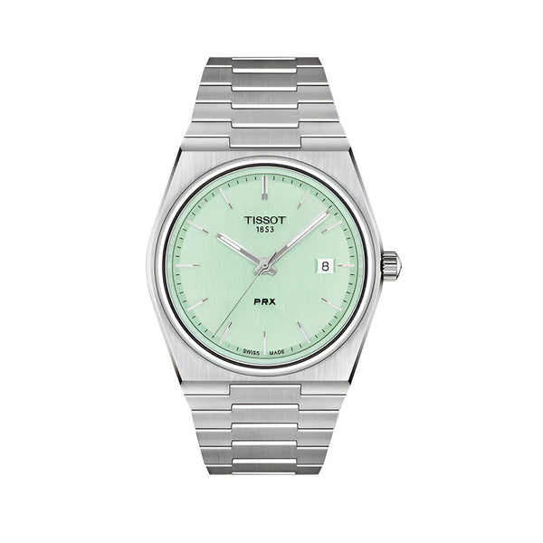 Tissot PRX Quartz Light Green Dial Silver Steel Strap Watch for Men - T137.410.11.091.01
