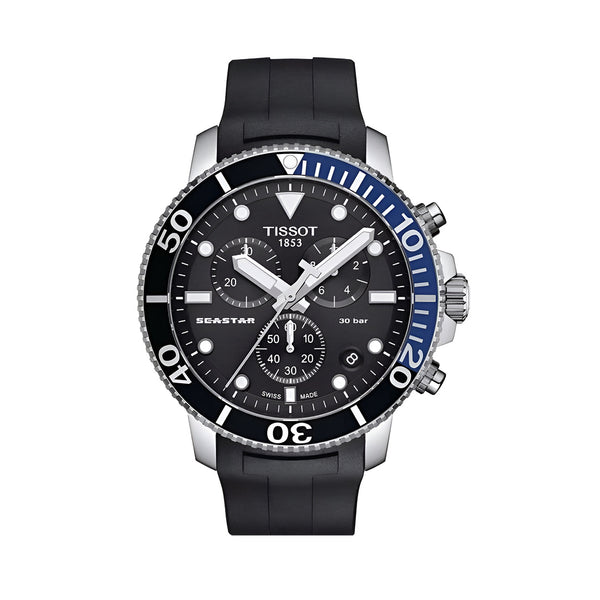 Tissot Seastar 1000 Chronograph Black Dial Black Rubber Strap Watch For Men - T120.417.17.051.02