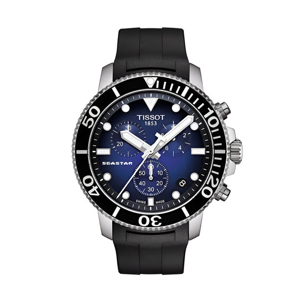 Tissot Seastar 1000 Chronograph Blue Dial Black Rubber Strap Watch For Men - T120.417.17.041.00