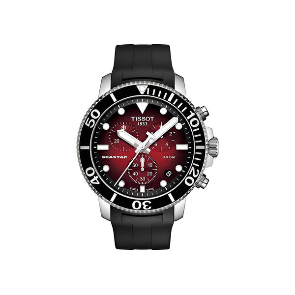 Tissot Seastar 1000 Chronograph Red Dial Black Rubber Strap Watch For Men - T120.417.17.421.00