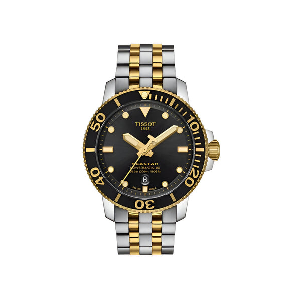Tissot Seastar 1000 Powermatic 80 Black Dial Two Tone Steel Strap Watch For Men - T120.407.22.051.00