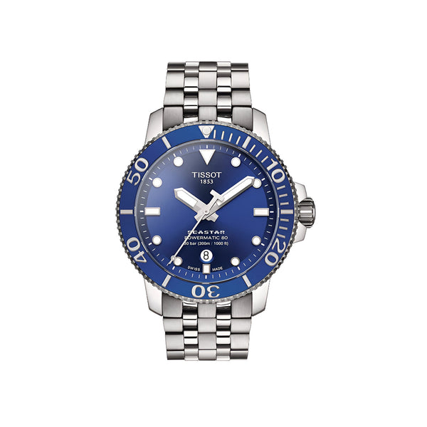 Tissot Seastar 1000 Powermatic 80 Blue Dial Silver Steel Strap Watch For Men - T120.407.11.041.00