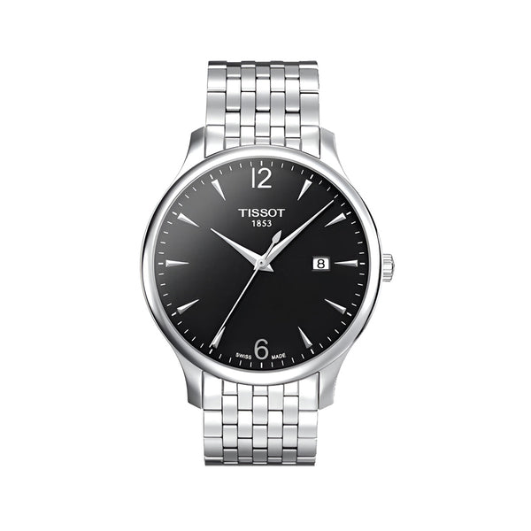 Tissot T Classic Tradition Black Dial Silver Steel Strap Watch For Men - T063.610.11.057.00