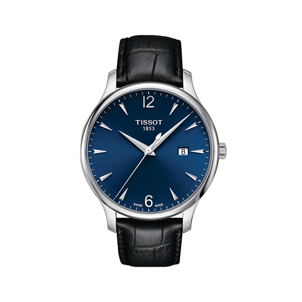 Tissot T Classic Tradition Blue Dial Black Leather Strap Watch For Men - T063.610.16.047.00