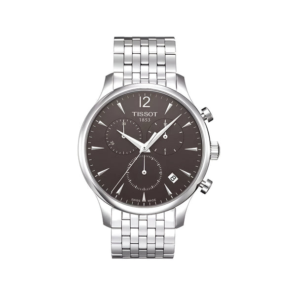 Tissot T Classic Tradition Chronograph Black Dial Silver Steel Strap Watch For Men - T063.617.11.057.00
