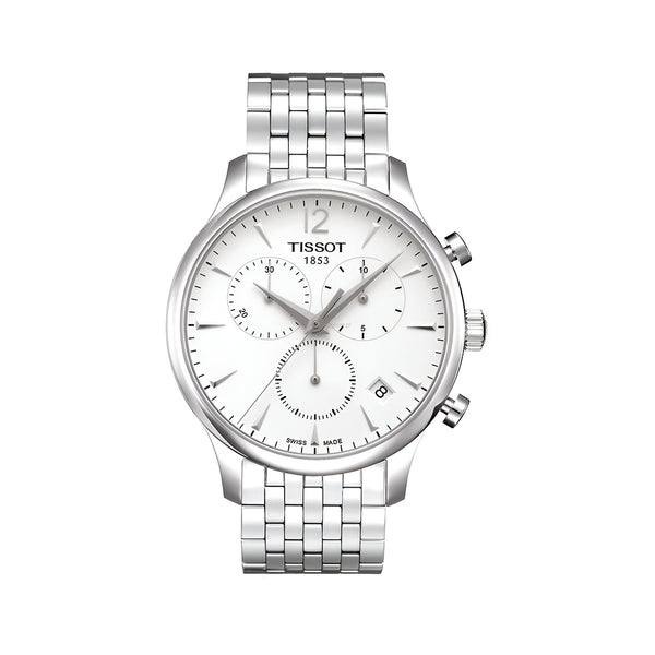 Tissot T Classic Tradition Chronograph White Dial Silver Steel Strap Watch For Men - T063.617.11.037.00
