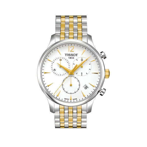 Tissot T Classic Tradition Chronograph White Dial Two Tone Steel Strap Watch For Men - T063.617.22.037.00